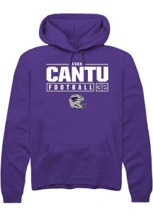 Evan Cantu  Rally K-State Wildcats Mens Purple NIL Stacked Box Long Sleeve Hoodie