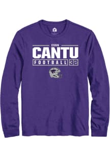 Evan Cantu  K-State Wildcats Purple Rally NIL Stacked Box Long Sleeve T Shirt