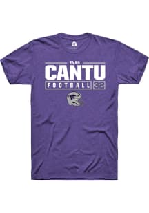 Evan Cantu  K-State Wildcats Purple Rally NIL Stacked Box Short Sleeve T Shirt