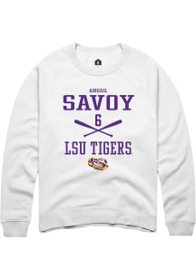 Abigail Savoy  Rally LSU Tigers Mens White NIL Sport Icon Long Sleeve Crew Sweatshirt