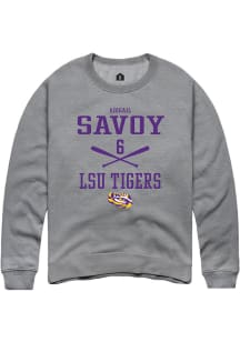 Abigail Savoy  Rally LSU Tigers Mens Grey NIL Sport Icon Long Sleeve Crew Sweatshirt
