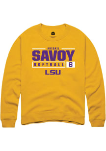 Abigail Savoy  Rally LSU Tigers Mens Gold NIL Stacked Box Long Sleeve Crew Sweatshirt