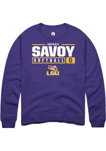 Abigail Savoy  Rally LSU Tigers Mens Purple NIL Stacked Box Long Sleeve Crew Sweatshirt