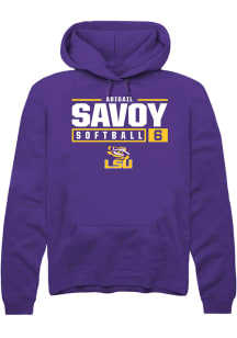 Abigail Savoy  Rally LSU Tigers Mens Purple NIL Stacked Box Long Sleeve Hoodie