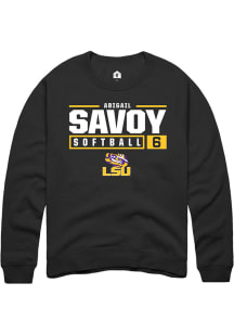 Abigail Savoy  Rally LSU Tigers Mens Black NIL Stacked Box Long Sleeve Crew Sweatshirt