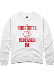 Lexi Rodriguez Rally Mens White Nebraska Cornhuskers NIL Sport Icon Crew Sweatshirt