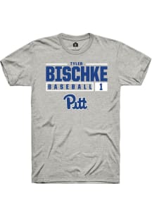 Tyler Bischke  Pitt Panthers Grey Rally NIL Stacked Box Short Sleeve T Shirt