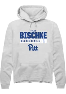 Tyler Bischke  Rally Pitt Panthers Mens White NIL Stacked Box Long Sleeve Hoodie