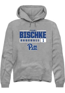 Tyler Bischke  Rally Pitt Panthers Mens Grey NIL Stacked Box Long Sleeve Hoodie