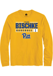 Tyler Bischke  Pitt Panthers Gold Rally NIL Stacked Box Long Sleeve T Shirt