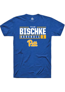 Tyler Bischke  Pitt Panthers Blue Rally NIL Stacked Box Short Sleeve T Shirt