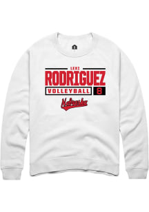 Lexi Rodriguez Rally Mens White Nebraska Cornhuskers NIL Stacked Box Crew Sweatshirt