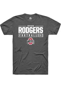 Bryson Rodgers  Ohio State Buckeyes Dark Grey Rally NIL Stacked Box Short Sleeve T Shirt