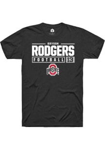 Bryson Rodgers  Ohio State Buckeyes Black Rally NIL Stacked Box Short Sleeve T Shirt