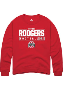 Bryson Rodgers  Rally Ohio State Buckeyes Mens Red NIL Stacked Box Long Sleeve Crew Sweatshirt