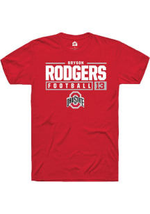 Bryson Rodgers  Ohio State Buckeyes Red Rally NIL Stacked Box Short Sleeve T Shirt