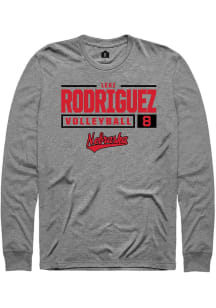 Lexi Rodriguez  Nebraska Cornhuskers Graphite Rally NIL Stacked Box Long Sleeve T Shirt