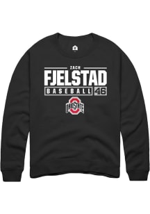 Zach Fjelstad  Rally Ohio State Buckeyes Mens Black NIL Stacked Box Long Sleeve Crew Sweatshirt