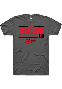 Lexi Rodriguez  Nebraska Cornhuskers Dark Grey Rally NIL Stacked Box Short Sleeve T Shirt