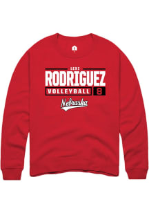 Lexi Rodriguez Rally Mens Red Nebraska Cornhuskers NIL Stacked Box Crew Sweatshirt