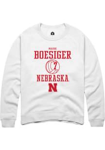 Maisie Boesiger Rally Mens White Nebraska Cornhuskers NIL Sport Icon Crew Sweatshirt