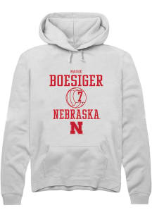Maisie Boesiger Rally Mens White Nebraska Cornhuskers NIL Sport Icon Hooded Sweatshirt
