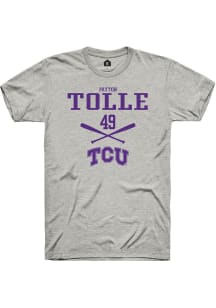 Payton Tolle  TCU Horned Frogs Ash Rally NIL Sport Icon Short Sleeve T Shirt