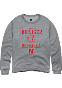 Maisie Boesiger Rally Mens Graphite Nebraska Cornhuskers NIL Sport Icon Crew Sweatshirt