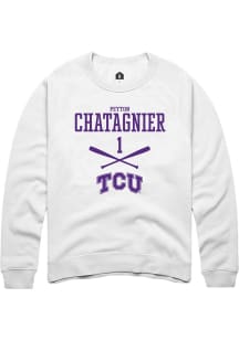 Peyton Chatagnier  Rally TCU Horned Frogs Mens White NIL Sport Icon Long Sleeve Crew Sweatshirt