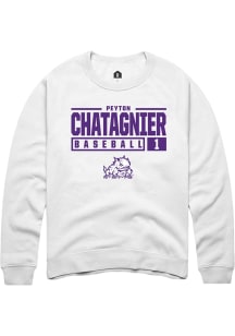 Peyton Chatagnier  Rally TCU Horned Frogs Mens White NIL Stacked Box Long Sleeve Crew Sweatshirt