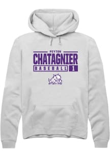 Peyton Chatagnier  Rally TCU Horned Frogs Mens White NIL Stacked Box Long Sleeve Hoodie