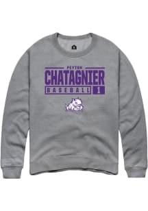 Peyton Chatagnier  Rally TCU Horned Frogs Mens Graphite NIL Stacked Box Long Sleeve Crew Sweatsh..