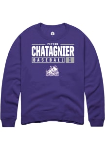 Peyton Chatagnier  Rally TCU Horned Frogs Mens Purple NIL Stacked Box Long Sleeve Crew Sweatshir..