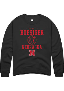 Maisie Boesiger Rally Mens Black Nebraska Cornhuskers NIL Sport Icon Crew Sweatshirt