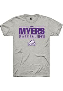 Sam Myers  TCU Horned Frogs Ash Rally NIL Stacked Box Short Sleeve T Shirt