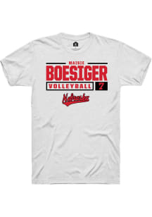 Maisie Boesiger White Nebraska Cornhuskers NIL Stacked Box Short Sleeve T Shirt