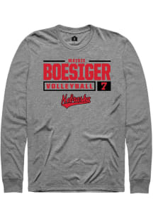 Maisie Boesiger Rally Mens Graphite Nebraska Cornhuskers NIL Stacked Box Tee