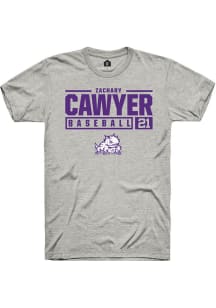 Zachary Cawyer  TCU Horned Frogs Ash Rally NIL Stacked Box Short Sleeve T Shirt
