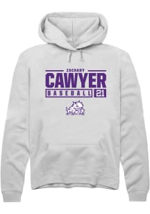 Zachary Cawyer  Rally TCU Horned Frogs Mens White NIL Stacked Box Long Sleeve Hoodie