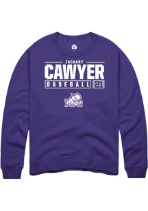 Zachary Cawyer  Rally TCU Horned Frogs Mens Purple NIL Stacked Box Long Sleeve Crew Sweatshirt