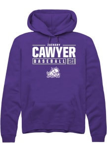 Zachary Cawyer  Rally TCU Horned Frogs Mens Purple NIL Stacked Box Long Sleeve Hoodie