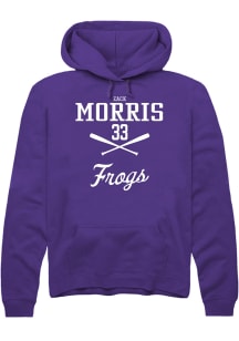 Zack Morris  Rally TCU Horned Frogs Mens Purple NIL Sport Icon Long Sleeve Hoodie