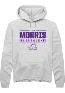 Zack Morris  Rally TCU Horned Frogs Mens White NIL Stacked Box Long Sleeve Hoodie