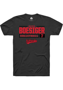 Maisie Boesiger Black Nebraska Cornhuskers NIL Stacked Box Short Sleeve T Shirt