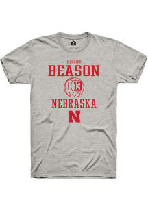 Merritt Beason  Nebraska Cornhuskers Ash Rally NIL Sport Icon Short Sleeve T Shirt