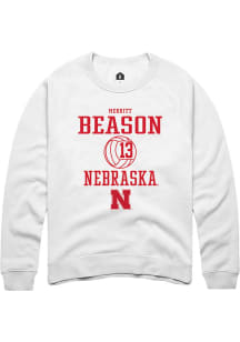 Merritt Beason  Rally Nebraska Cornhuskers Mens White NIL Sport Icon Long Sleeve Crew Sweatshirt