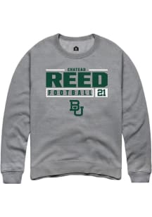 Chateau Reed  Rally Baylor Bears Mens Graphite NIL Stacked Box Long Sleeve Crew Sweatshirt