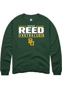 Chateau Reed  Rally Baylor Bears Mens Green NIL Stacked Box Long Sleeve Crew Sweatshirt