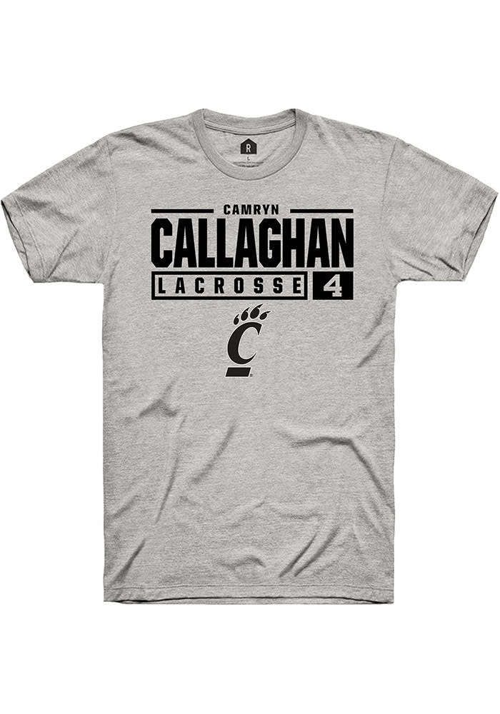 Camryn Callaghan Cincinnati Bearcats Ash Rally NIL Stacked Box Short Sleeve T Shirt