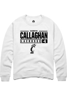 Camryn Callaghan  Rally Cincinnati Bearcats Mens White NIL Stacked Box Long Sleeve Crew Sweatshi..